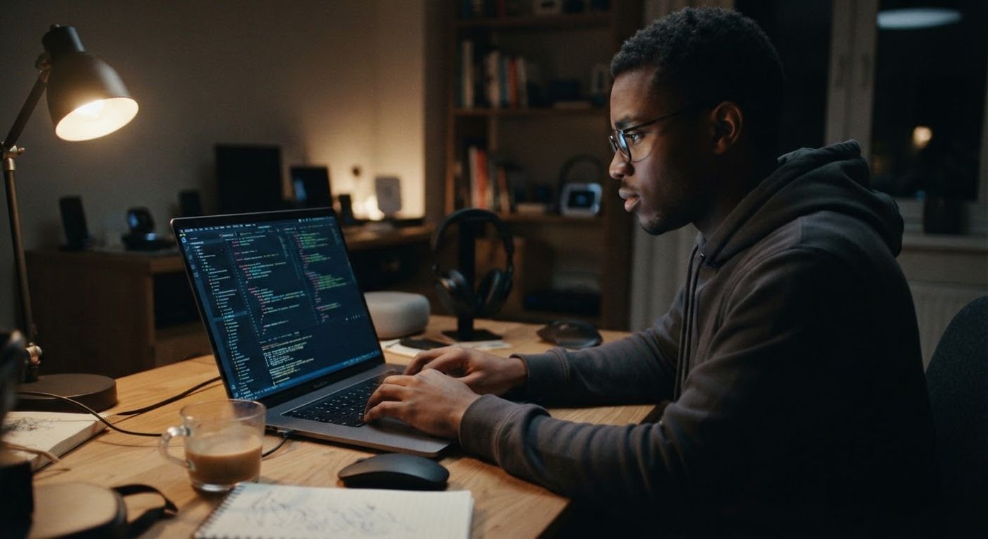 Un consultant concentré devant son ordinateur